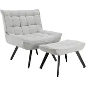 Notio Living Evan-Loungestoel - Lichtgrijs Stof
