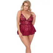 Cottelli collection Curves - kanten minijurk set - rood