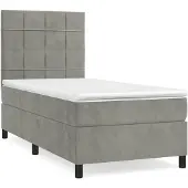 Syfax Boxspring met matras fluweel lichtgrijs 90x200 cm