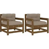 vidaXL Tuinstoelen 2 st met kussens massief grenenhout honingbruin