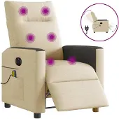 Syfax Massagestoel elektrisch verstelbaar stof crèmekleurig