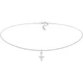 Elli - Halsketting - Dames Choker Kruis Religie met Zirkonia kristallen in 925 sterling zilver - Dames