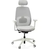 Hjh OFFICE Ergonomische bureaustoel Skandis Pro met hoofdsteun grijs / wit frame