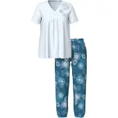 Ulla Popken Pyjama hemelsblauw / wit
