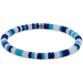 Frank 1967 7FB-0801 – – Heren Armband – Kralenarmband – Wit, Lichtblauw & Donkerblauw – Zilverkleurig