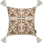 NOVÉE Coffee / white tassle | 45 x 45 cm | kussenhoes | polyester
