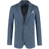 Gents - pak / kostuum krijtstreep denimblauw - Polyblend - Denimblauw - Maat 44/44