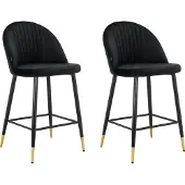 Loft 24 Marlis-Barkruk - Set van 2 - Zwart Fluweel