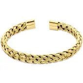 CO88 Collection - 8CB-91397 - Dames Bangle Goudkleurig - Gevlochten Armband - Roestvrij Staal (RVS) - 18 cm - Cadeau voor Haar