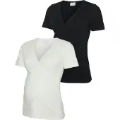 Mamalicious Shirt 'MLKerrie Tess' zwart / wit