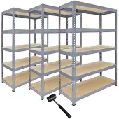 Monster Racking Monster rekken 3 x grijs rekken eenheid 5 Tier garage opslag magazijn rekken 120x50x180cm