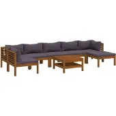 vidaXL 8-delige loungeset voor de tuin met kussens, gemaakt van massief acaciahout