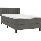 Syfax Boxspring met matras fluweel donkergrijs 90x190 cm