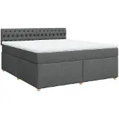 vidaXL Boxspring met matras stof donkergrijs 180x200 cm