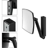 Keuco Wand-Make-Up-Spiegel met zwenkarm, LED-verlichting, 5-voudige vergroting, tuimelschakelaar, 20 x 20 cm, hoekig, zwart mat, tuimelschakelaar, Cosmetische spiegel iLook_Move