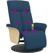 Syfax Massagestoel verstelbaar met voetensteun stof blauw