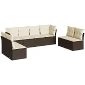 vidaXL 8-delige Loungeset met kussens poly rattan bruin