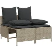 vidaXL 4-delige tuinmeubelset met kussens, lichtgrijs, polyrotan