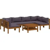 vidaXL 7-delige Loungeset met kussens massief acaciahout