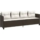 vidaXL Ligbed met kussens poly rattan bruin