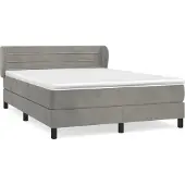 Syfax Boxspring met matras fluweel lichtgrijs 140x190 cm
