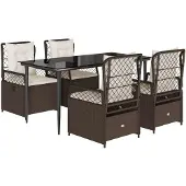 vidaXL 5-delige Tuinset met kussens poly rattan bruin