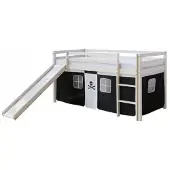 Homestyle4u Hoogslaper - 90x200 cm - Wit - Piraat - Glijbaan