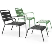 Oviala - 2 relaxfauteuils met grijze voetensteun en groene bekleding - Palavas