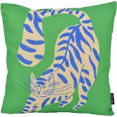 Gek op kussens! Green cat | 45 x 45 cm | kussenhoes | katoen/linnen