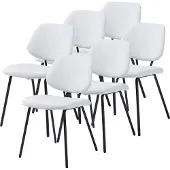 En.casa Eetkamerstoel 'Köma', set van 6, gestoffeerde stoel met metalen frame, geweven stof, lichtgrijs