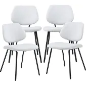 En.casa Eetkamerstoel 'Köma', set van 4, gestoffeerde stoel met metalen frame, geweven stof, lichtgrijs