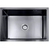 Lendo Online Spoelbak voor keuken 590x440x200mm (59x44x20cm) Zwart - Antraciet RVS - Roestvrij staal - Wasbak met waterafvoersysteem - Gootsteen + bevestigingshaken Binnenmaat 54x39cm