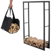 Lendo Online Brandhoutrek 100x25x148 cm Zwart Staal