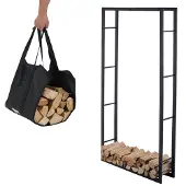 Lendo Online Brandhoutrek 100x25x196 cm Zwart Staal