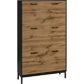 Loft 24 Rocco-Schoenenkast - 3 Kleppen - Zwart Eikenlook