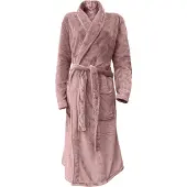 Linnick Flanel Fleece Badjas Uni - old rose - L