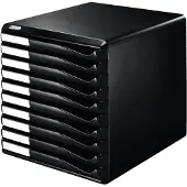Leitz ladebox, 10 schuifladen, A4, polystyreen, zwart/zwart