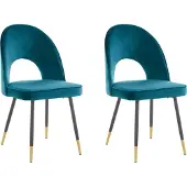 Notio Living Rosie-Stoel - Petrol Fluweel - Set van 2