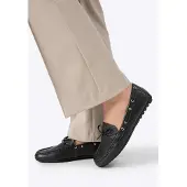 WITTCHEN Dames Leren Mocassins met Band Zwart Natuurlijk Leer