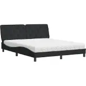 vidaXL Bed met matras fluweel zwart 180x200 cm
