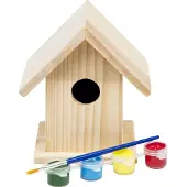 BS Toys Schilderbaar Vogelhuisje - Inclusief verf en kwastje - Hout - 13 cm Hoog