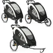 Deryan Luxe Fietskar - fietskar en wandelwagen en hardloopkinderwagen - 2 persoons - Black/Cream