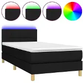 Syfax Boxspring met matras en LED stof zwart 90x200 cm