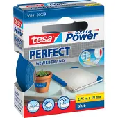 TESA Textieltape extra Power Perfect Blauw 19 mm (B) x 2,75 m (L) Celwolweefsel