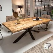 Invicta Massieve industrieele eettafel GALAXIE 200cm mangohouten stervormig frame - 39444