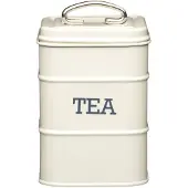 Kitchencraft Living Nostalgie theedoos, vintage stijl, metaal, antiek crème, 11 x 17 cm, grijs