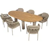 4SO Calma Estate dining tuinset 240x105xH75 cm 7 delig latte teak