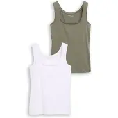 Tom Tailor Top olijfgroen / wit