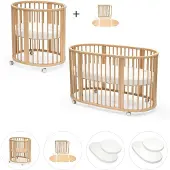 Stokke Sleepi Mini en uitbreidingset naturel met matras & hoeslaken