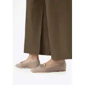 WITTCHEN Dames Leren Platte Loafers Beige Natuurlijk Leer
